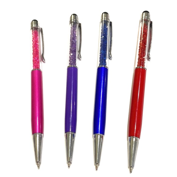 Pens Lot of 4 Crystal Stones With Stylus Red Blue Purple Pink - Picture 5 of 6